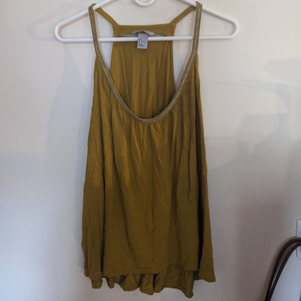 Beaded Neckline Flowy Tank Top